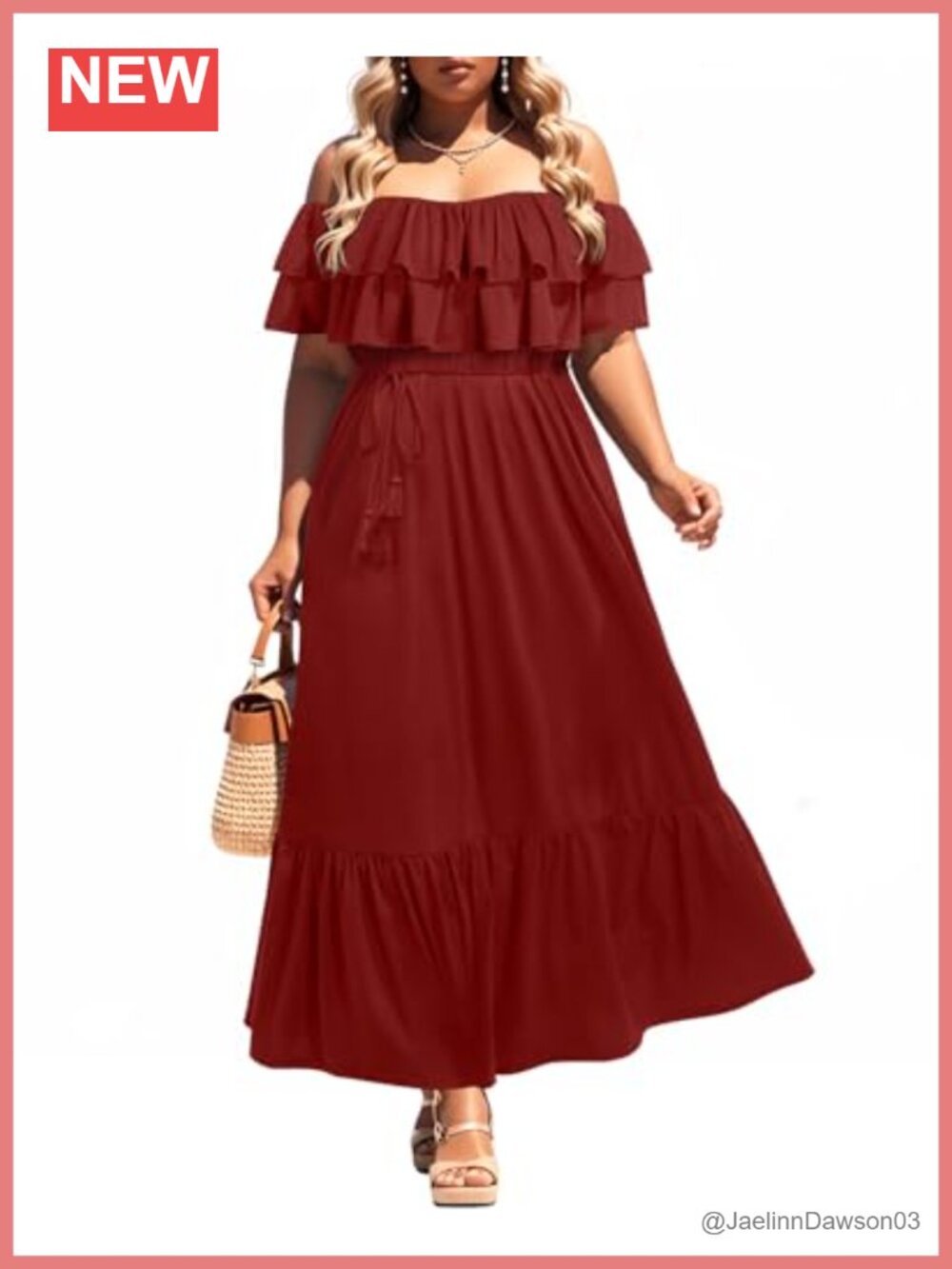 Plus Size Off Shoulder Ruffled Maxi Dress Wedding Guest